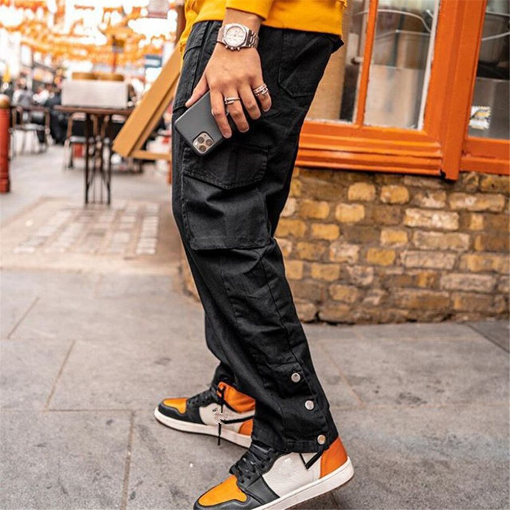 Men Street Apparel Cargo Pants Hip Hop Sweatpants Fashion Pants Gyms Casual Jogging Pants Men's Fastener Pants
