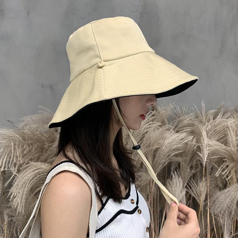 Sun Protection Caps Women Double-sided Sun Hats Girl Wide Brim Bucket Hats