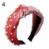 Vintage Twisted Faux Pearl Beading Women Hair Hoop Wide Velvet Headband Headwear