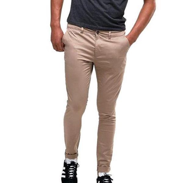 Cream Cotton Gabardine Pant For Men