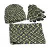 Men Autumn Winter Warm Knitted Fashion Fluffy Woolen Hat Plush Gloves Scarf Set