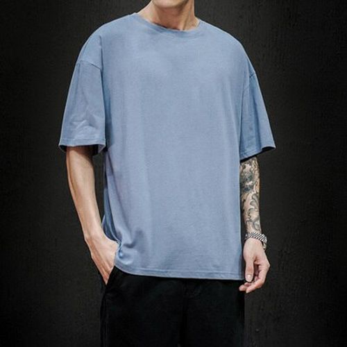 Summer Men's T Shirt Casual Loose Cotton Short Sleeve T-Shirt Mens Top Tee shirt Men