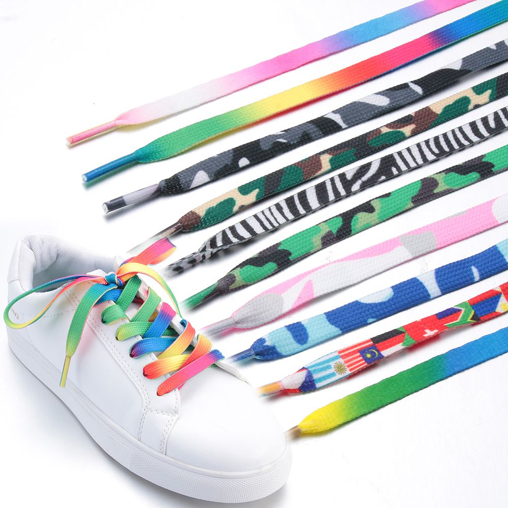 Flat Shoe Multi Color Shoes Accessories shoestring Pattern Flat Long Printed Shoelace