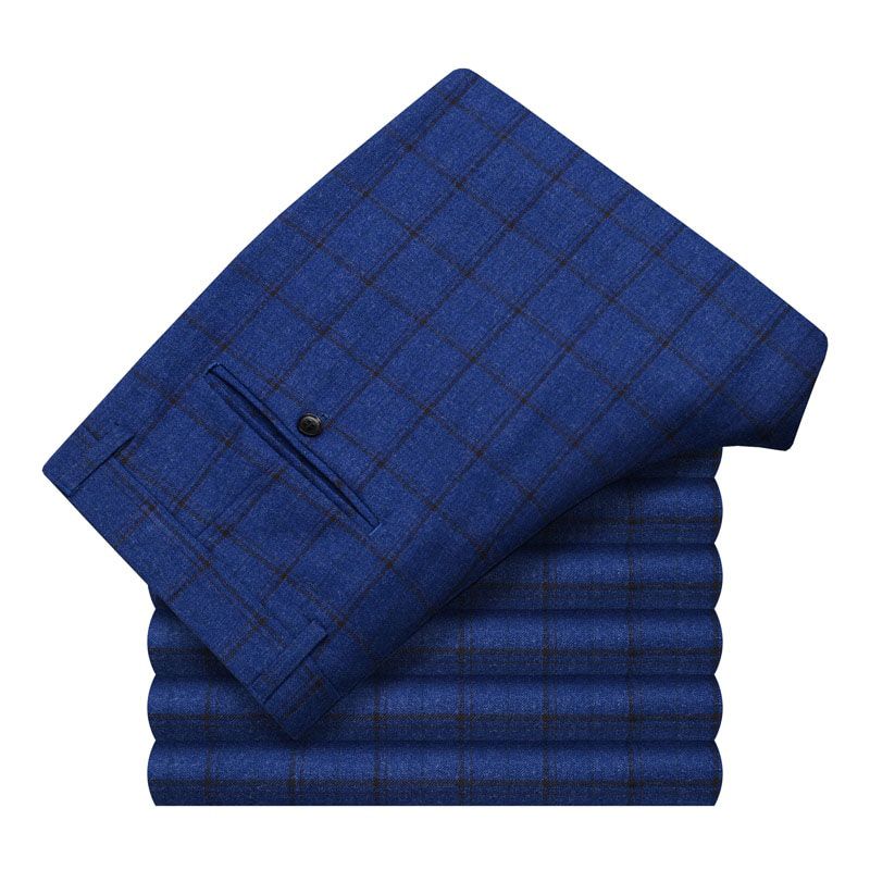 SHAN BAO 2021 Autumn  Straight Loose Plaid Pants Classic Style Business Casual Wedding Banquet Office Men's Suit Trousers