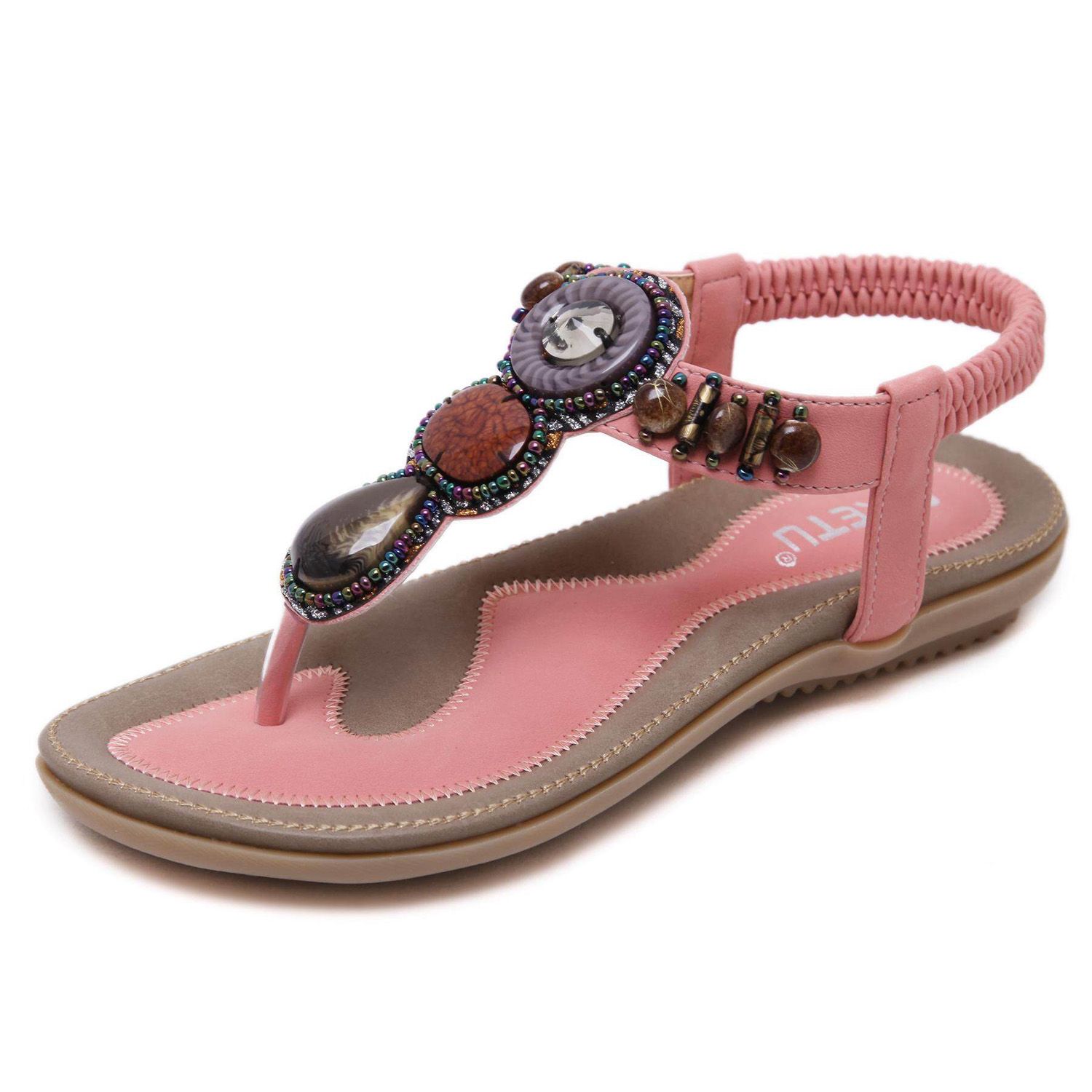 Women's Beaded sandals bohemian flip-flops flat large size shoes