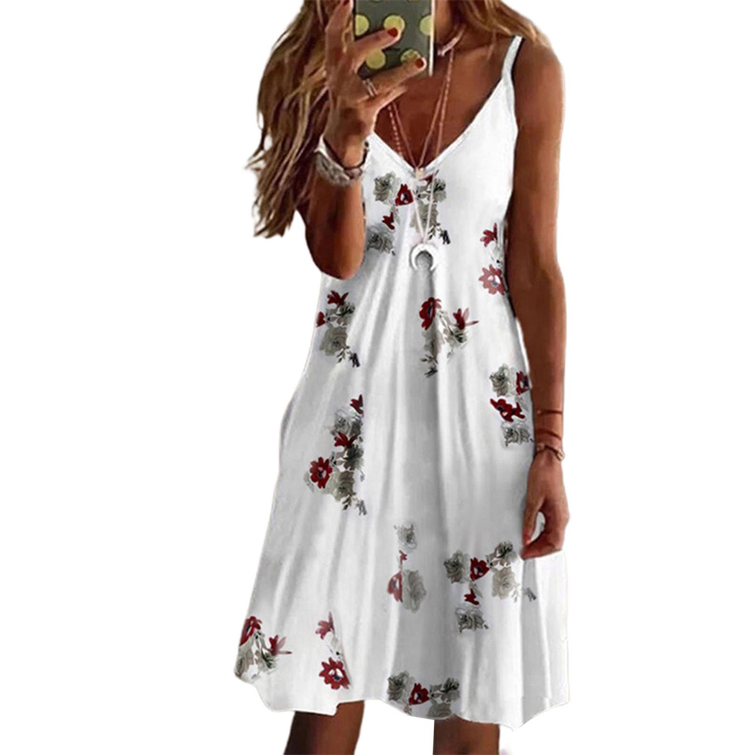 Party Dress High Cut Sweet Flower Printing Slingni Dress