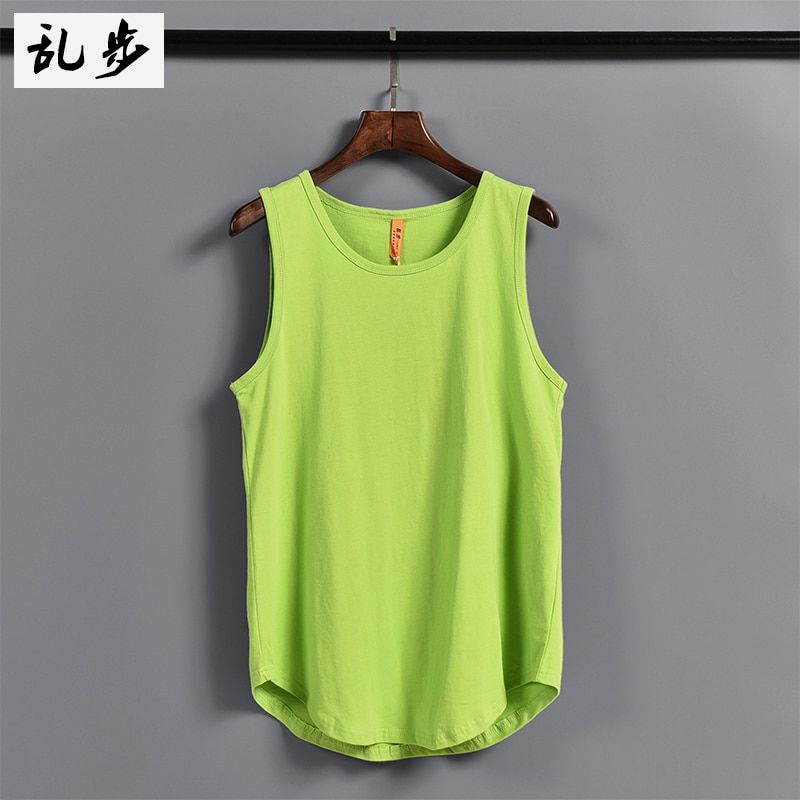 Men Tanks Sleeveless Singlet Solid Loose Plus Size 5XL Fitness Bodybuilding Fitness Tops Kan Style Fashion Brand