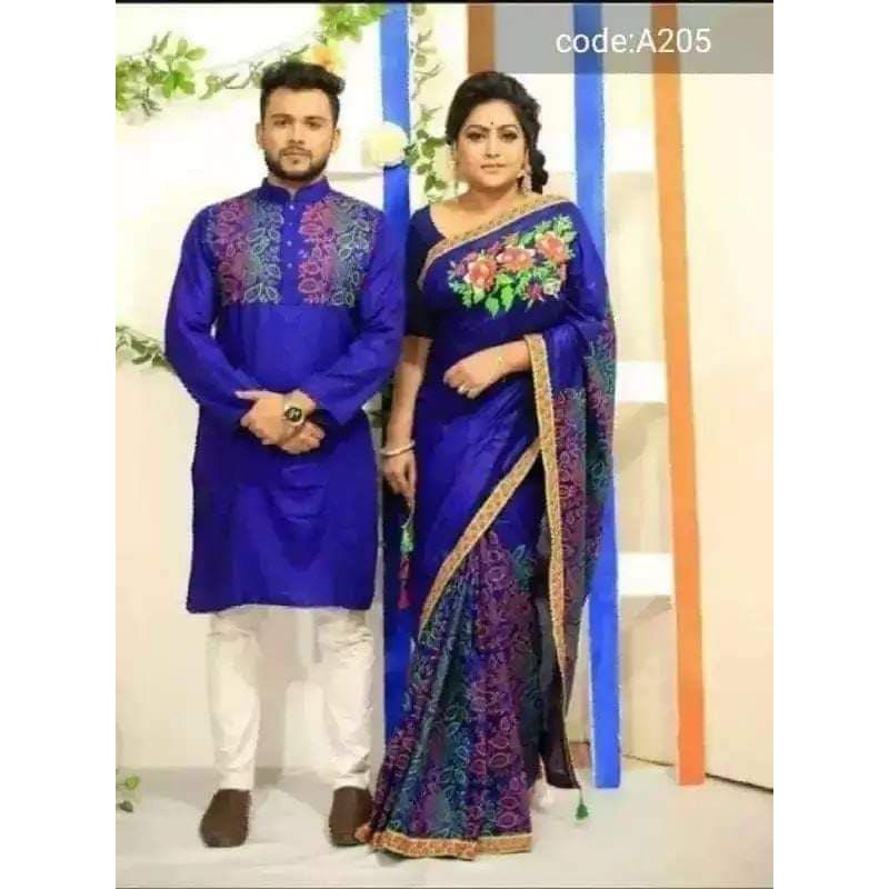 Stylesh & fashionable best couple dress [ Sharee and panjabi] for man and women