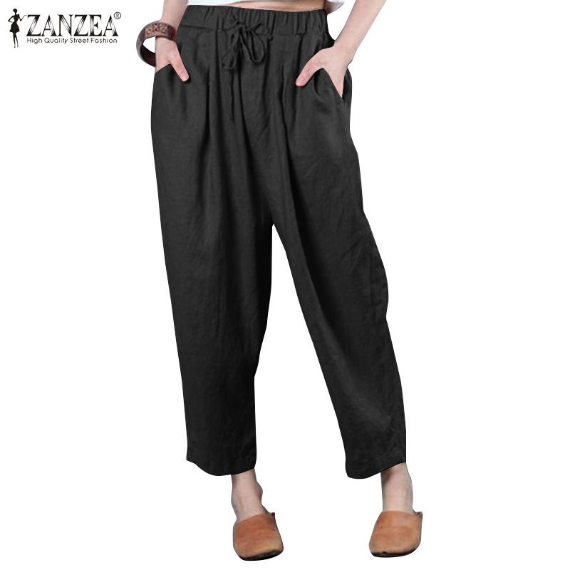 Women High Waist Long Pants Wide Legs Dratring Harem Trousers Plus Size