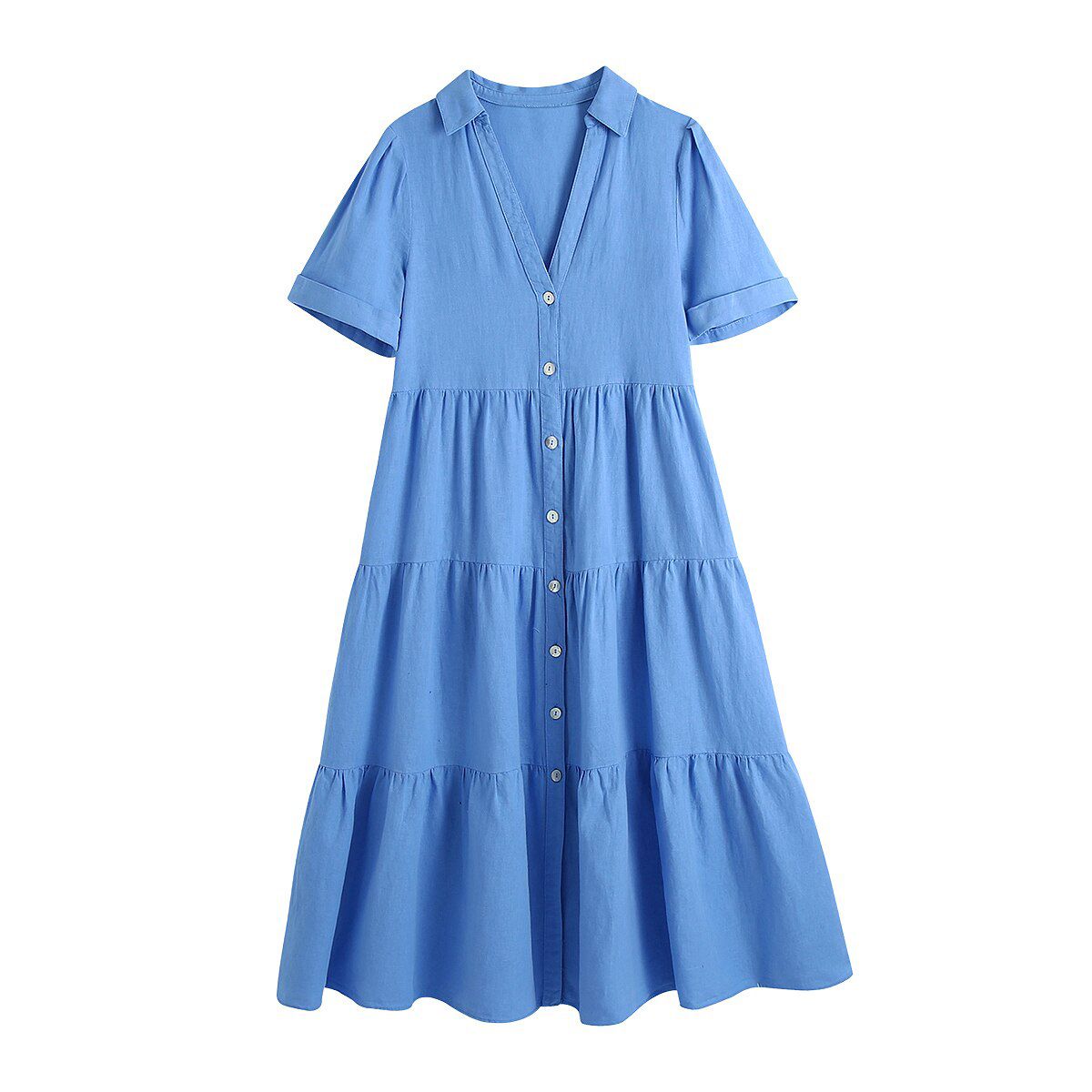 Tangada Women 2021 Summer White Elegant Midi Dress Vintage Short Sleeve Female Office Lady Sundress BE733