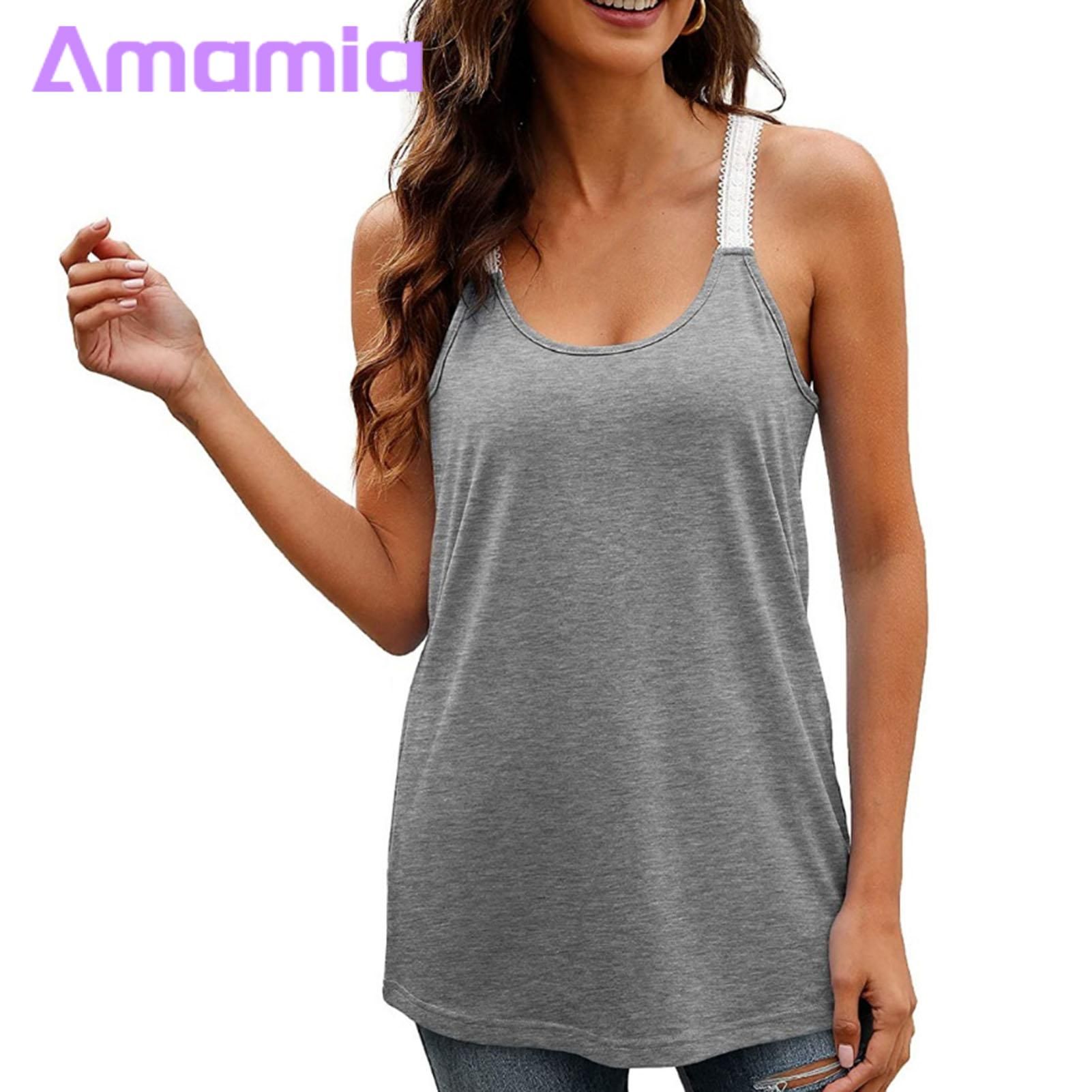 Amamia Summer Vest Sleeveless U-Neck Le Trim Straps Basic Vest
