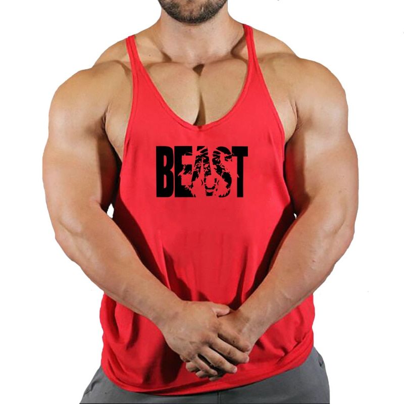 Beast Skull Bodybuilding Stringer TaTop Man Cotton Gym Sleeveless Shirt Men Fitness Vest Singlet Srtswear Workout Tanktop