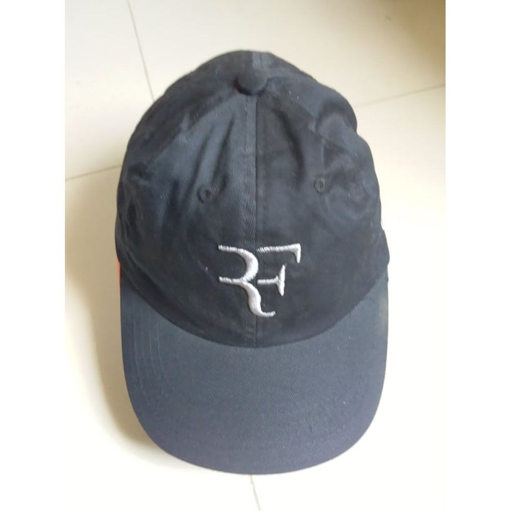 Black F Cotton Cap for Men