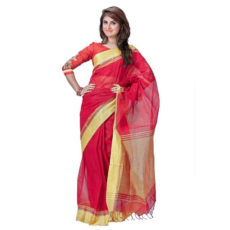 Crimson Cotton Saree for Women