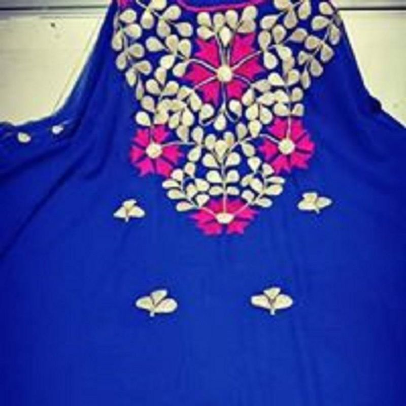 Semi Stitched Light Blue Georgette Kurti for Women