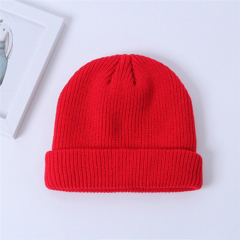 Brimless Hats Hip Hop Beanie Street Knitted Hat Women Men Unisex Casual Solid Pumpkin Portable Melon Cap Winter