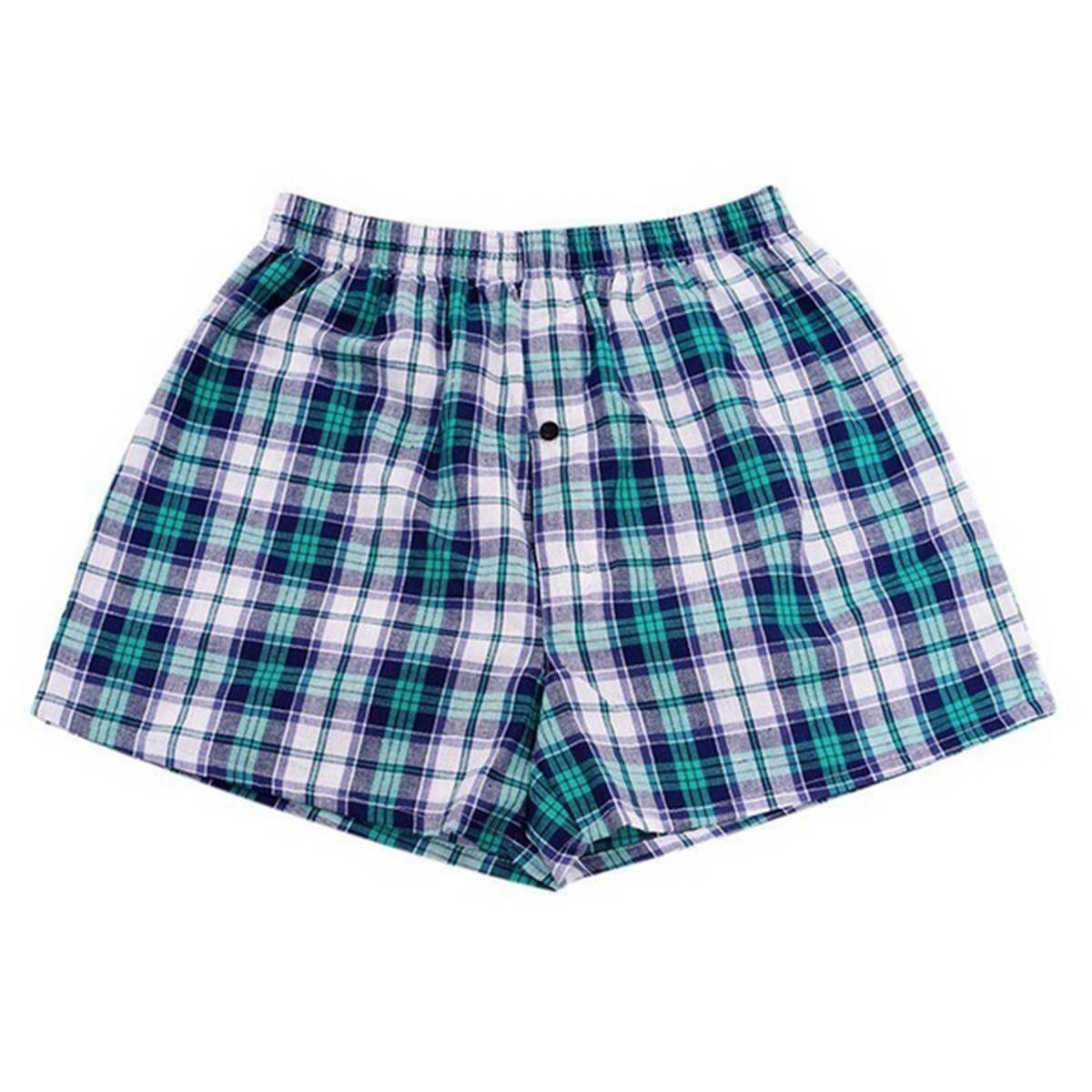 Casual Plaid Print Elastic Waist Men Underwear Summer Beach Pants Boxers Shorts