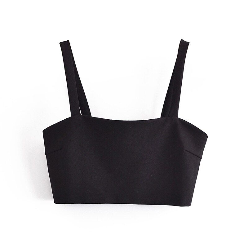 Tangada Women Black Bralette Camis Crop Top Strap Sleeveless Backless Short Shirts Female Casual Solid Tops 3A149