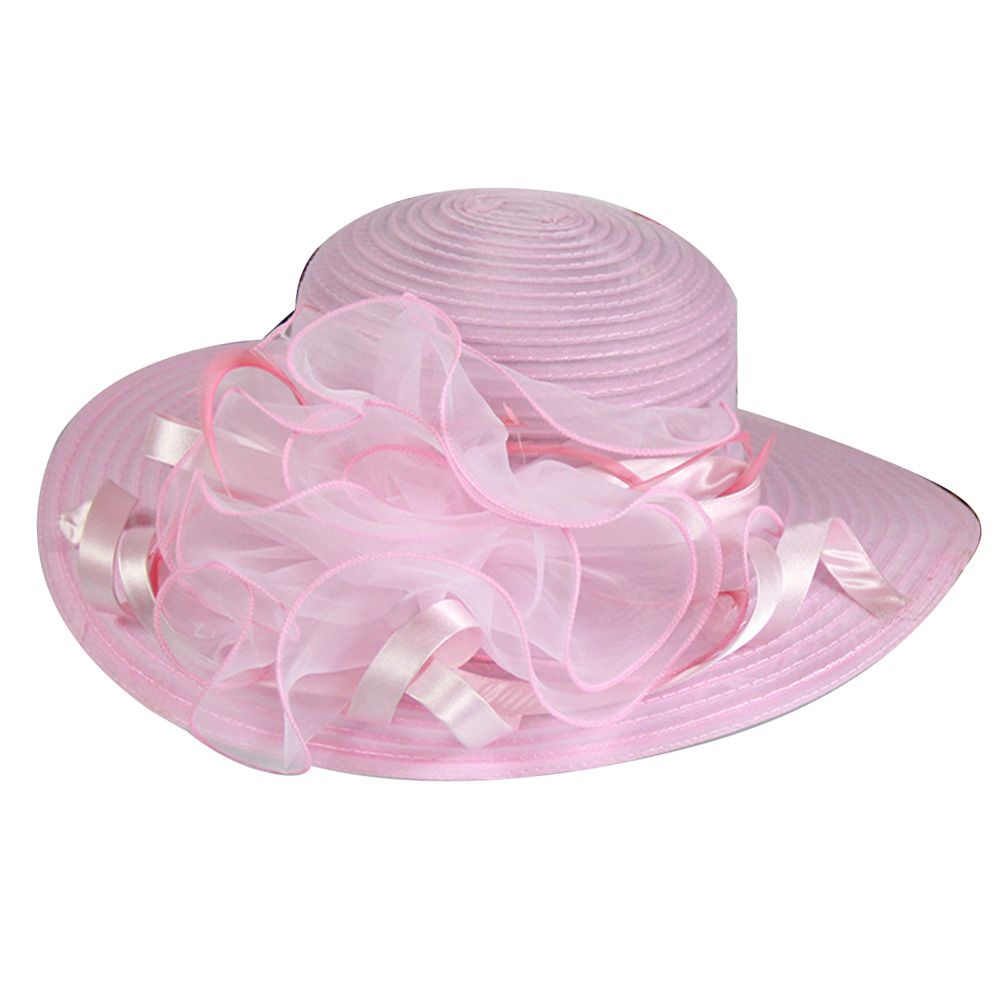 Fashion Women's Organza Floral Wide Brim Kentucky Derby Church Dress Sun Hat