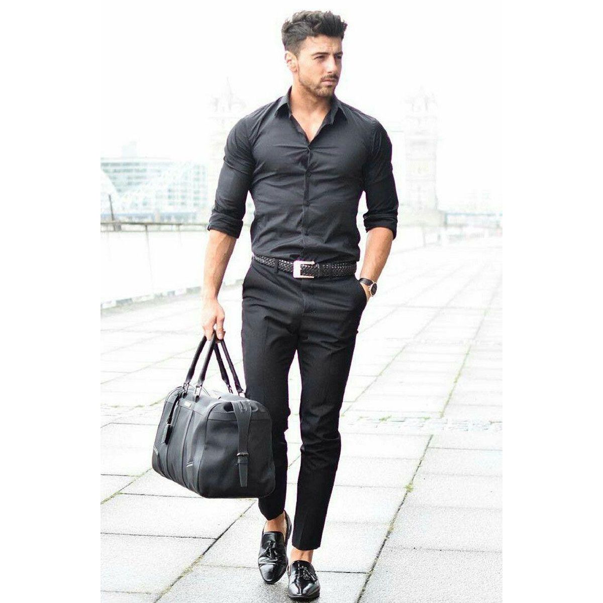 Black Cotton Comfortable Long Sleeves Casual Shirt For Men (Export Quality)