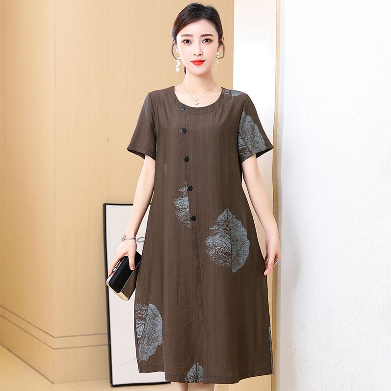 Women's Summer Dress Ladies Fashion Casual Printed Short Sleeve Dress Party Beach Sundress Vestido