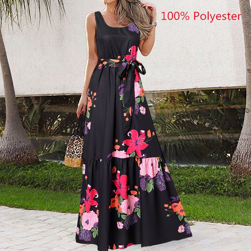 Celmia Bohemian Summer Dress 2021 Women Vintage Maxi Sundress  Sleeveless Leopard Print Party Dress Casual Vestido Oversized