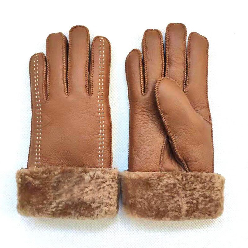 Super Warm Winter Gloves for Women Outdoor Cycling Sheep Leather Gloves Ladies Sheepskin   Guantes Mitten Full Fingers