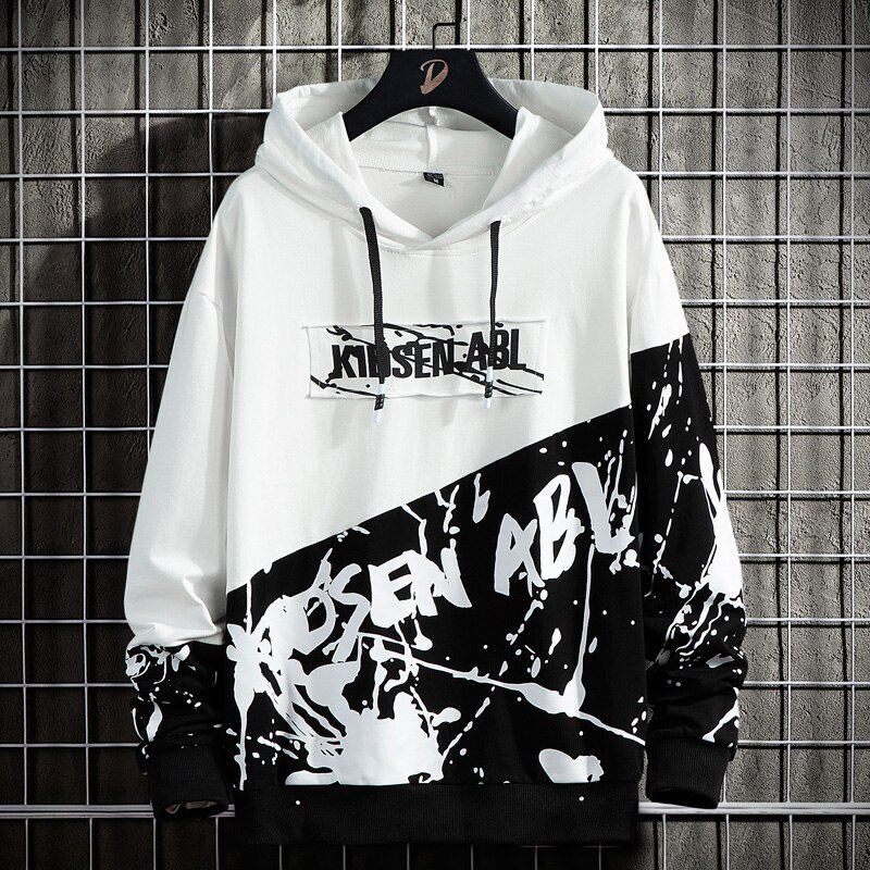 Men's Hoodies Spring and Summer Sweatshirts Men's Casual Japanese Streetwear Top and Bottom Fashion Stitching Hoodies