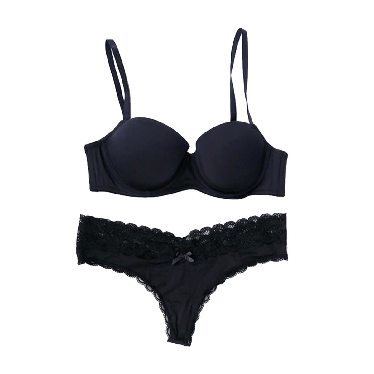 Red Polyster Bra Panty Set for Women