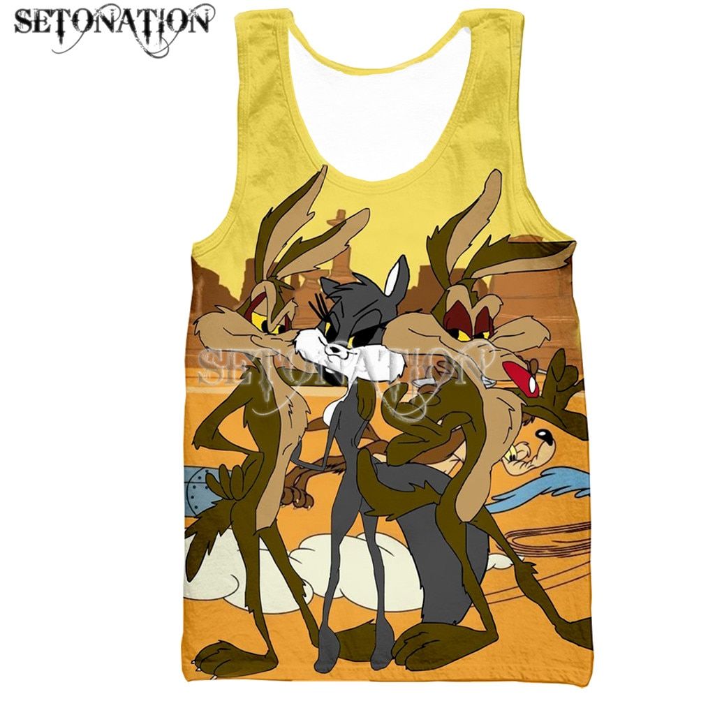 Road Runner & wile e  men/women New fashion cool 3D printed vest summer casual Harajuku style streetwear tops dropsping