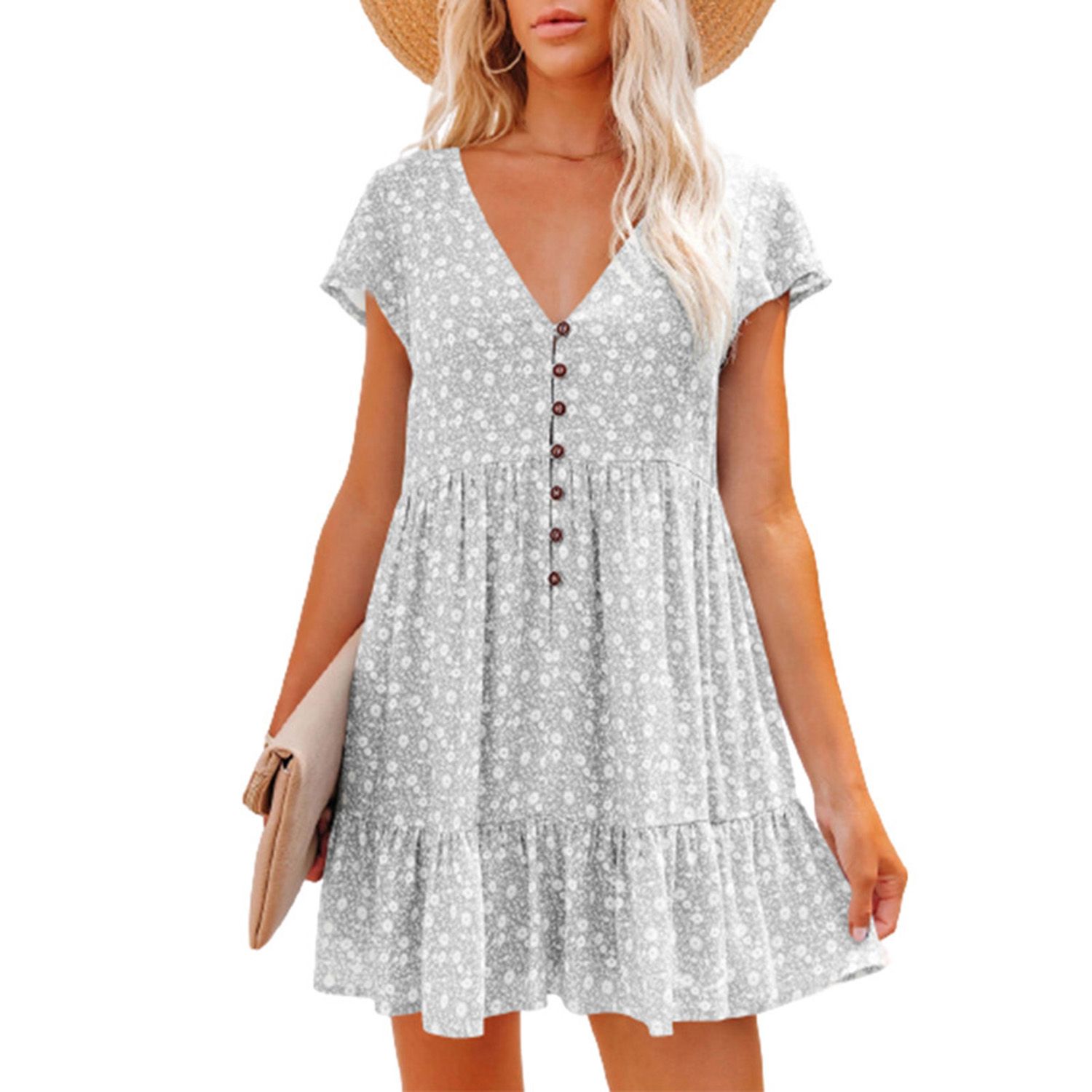 Beh Dress Short Sleeve Loose-fitting Elegantni Dress