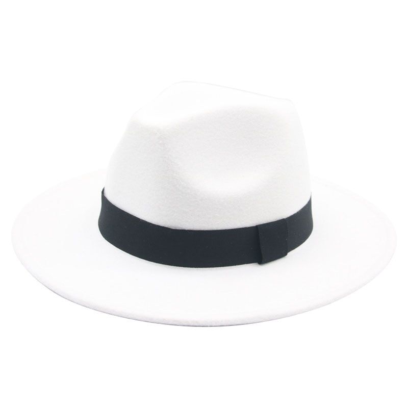 Women Hats Winter Fedora Hats Ribbon Band Belt Felt Panama Church Formal Hats White Wide Brim Vintage Men Caps SombrDe Sol