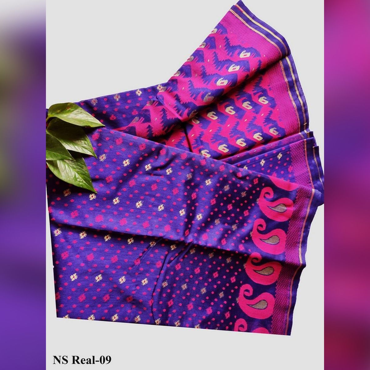 Multicolor  Raw Silk Jamdani Saree with Running Blouse Piece for Women