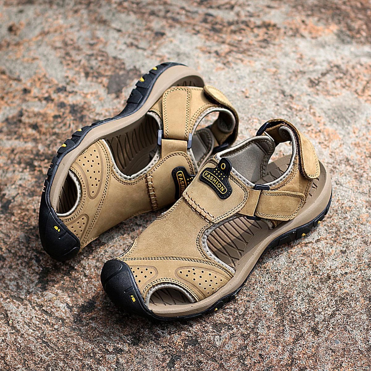 Big Size 38-47 Mens Sandals Leather Sandals Outdoor Fashion Casual Shoes Sandals for Men Summer Beach Breathable
