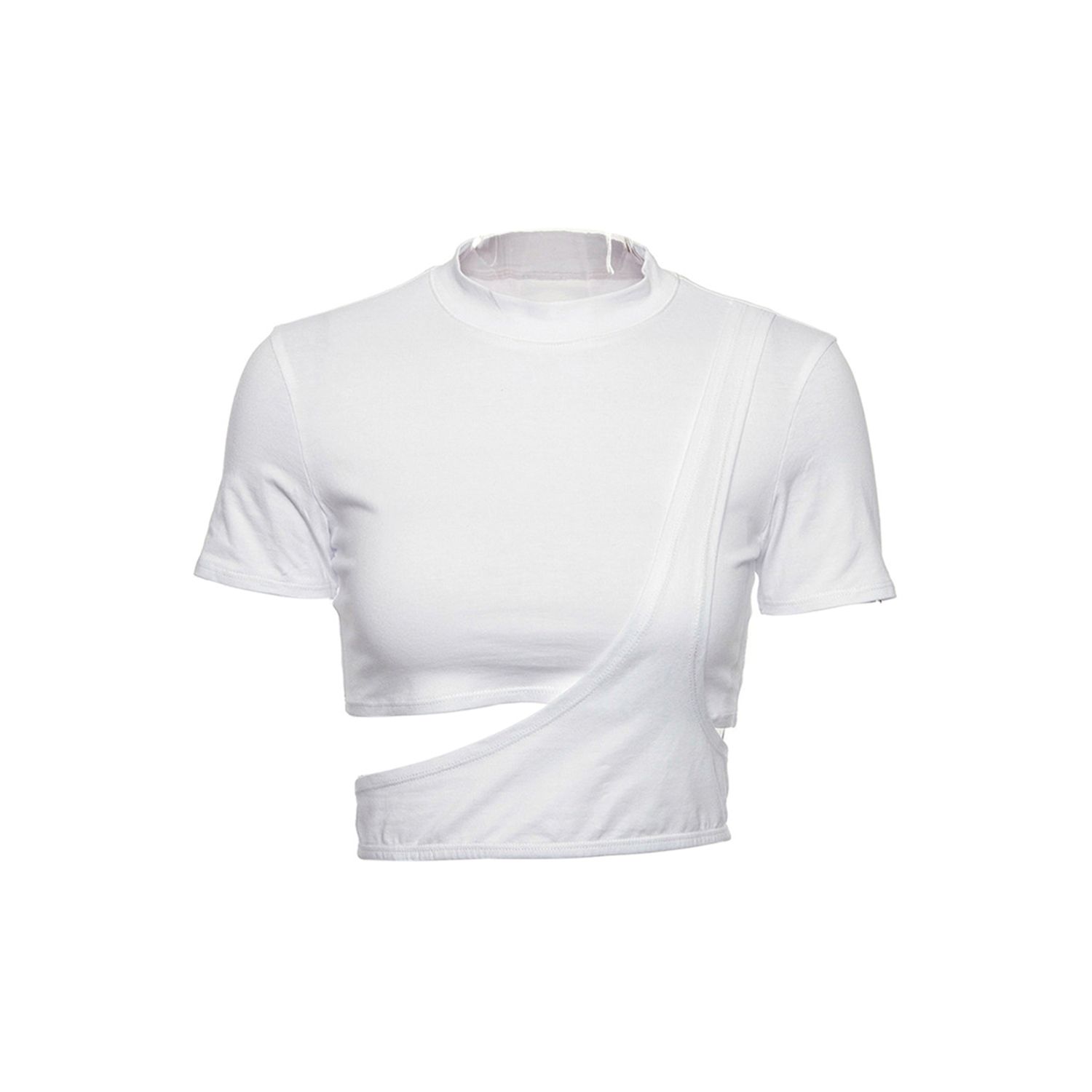 Women’s Summer Short-sleeved Top Korean Fashion Solid Color Hollow Slim Fit Exposed Navel T-shirt