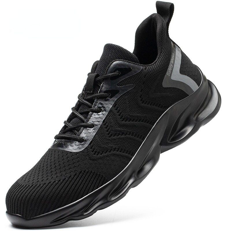 Shoes Breathable Anti-smashing Anti-piercing Autumn Winter Flying Woven Fashion Safety Shoes Men's Protective Work Shoes Mid-top