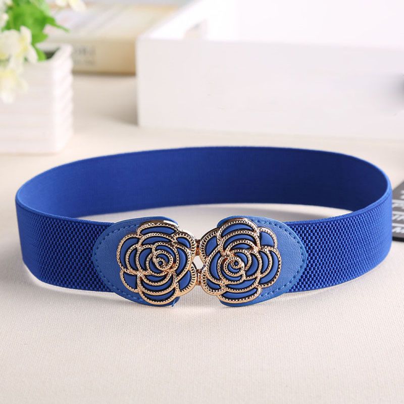 Fashion Women Wide Waist Belt Vintage Metal Flower Elastic Stretch Buckle Waistband Girls Friend Best Gift Hot