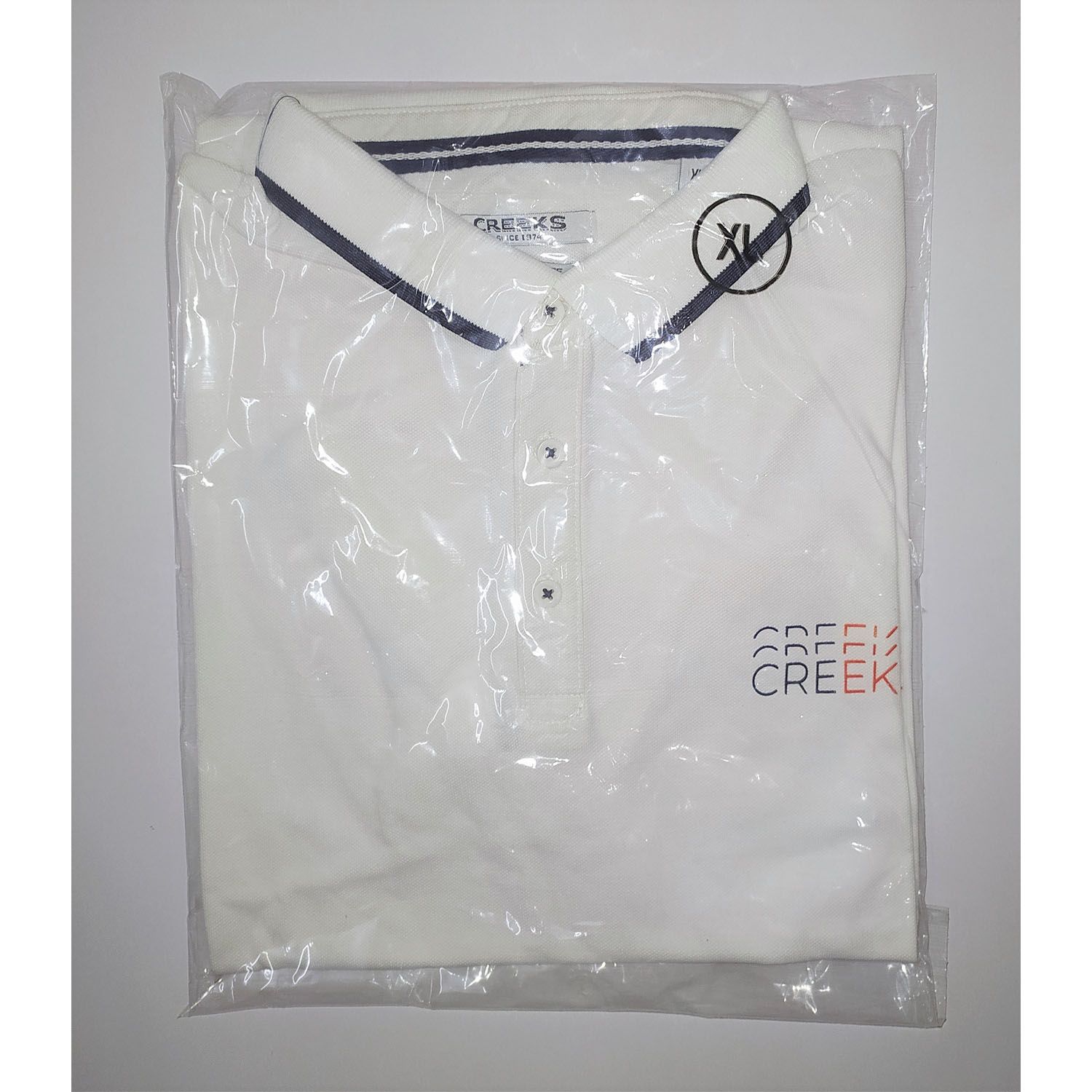 Standard Quality White/Navy Polo Half Sleeve Cotton T-Shirt For Men's