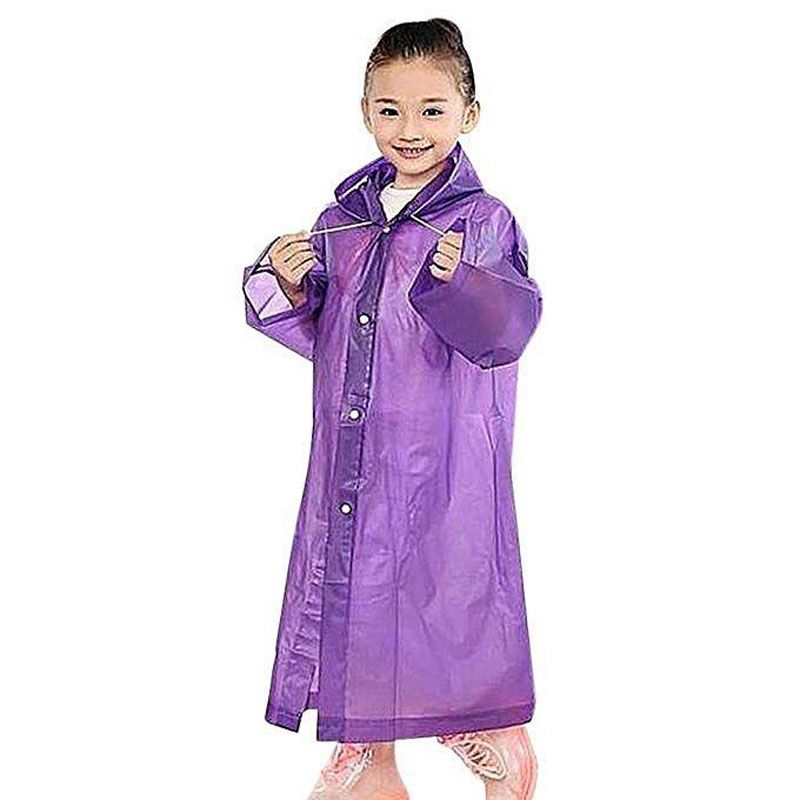 Purple Polyester Rain Coat For Kids