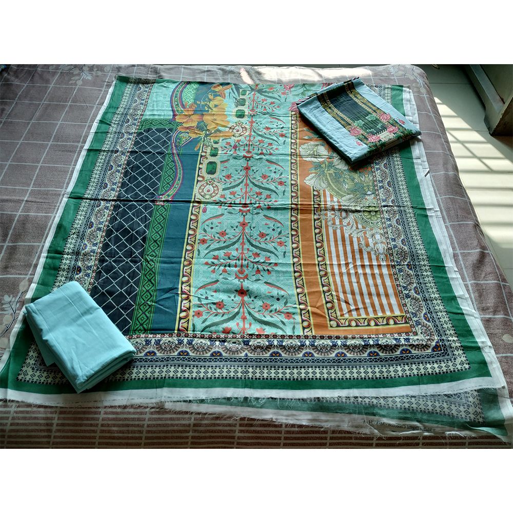 Pakistani Digital Printed lawn Cotton Unstitched Salwar Kameez Three Piece