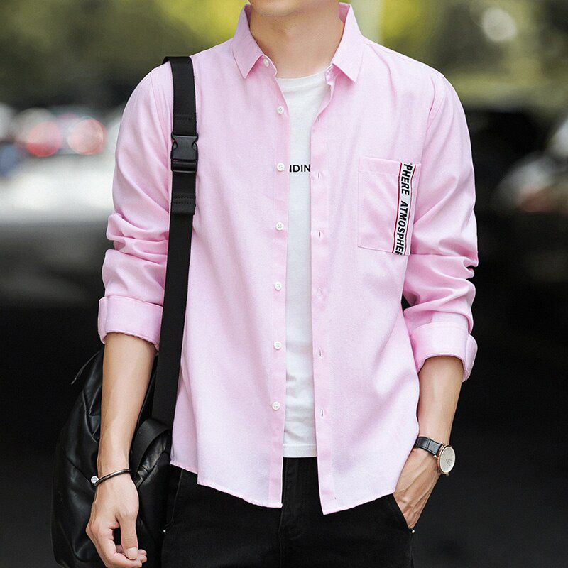 Men Shirts Long Sleeve Slim Fit Dress Shirts Brand Design Fashion Shirt Business Casual Button Down Pocket Shirt Office