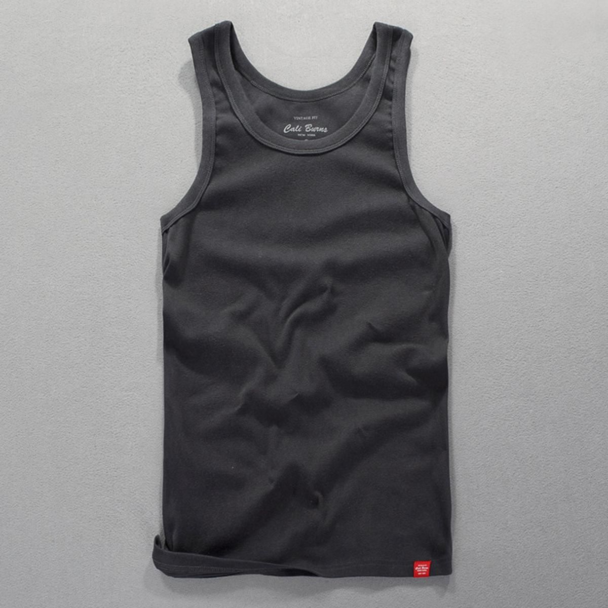 Men Summer Fashion Jn Style Cotton Solid Color Round Neck Sleeveless Srt Running Vest Male Casual Minimalism TaTops