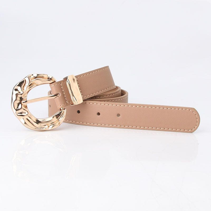 Loldeal 3x106cm Cool Belt Women's Korean-Style Chic And Unique Student Decoration Pant Belt Trendy Women's Concave-Convex Metal Buckle Belt