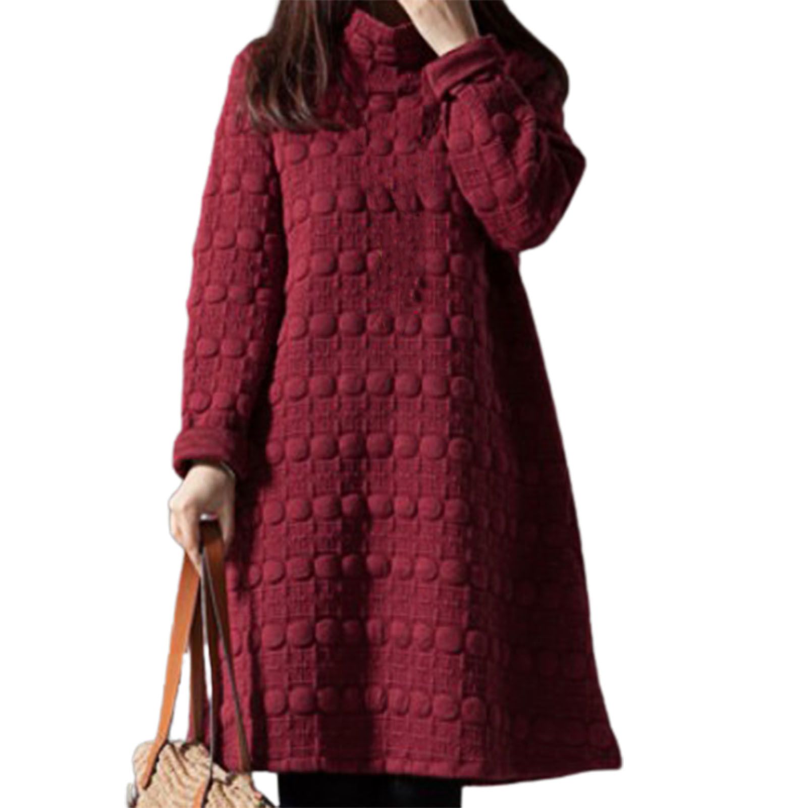 Women Dress Warm Solid Color Warm Autumn Dress
