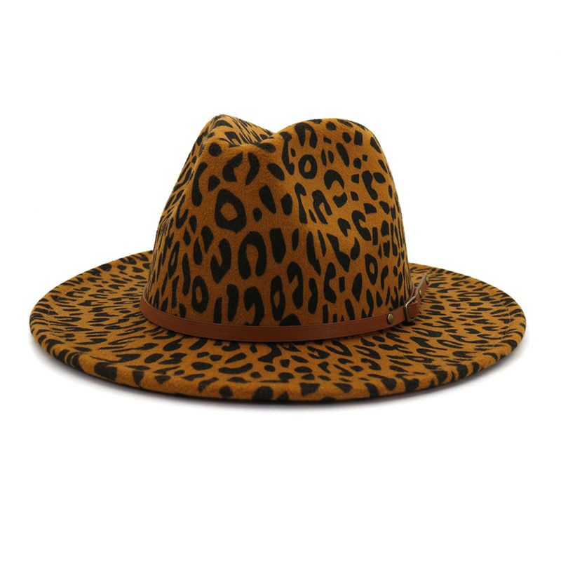 Fedora Hat Winter Women Hats Leopard Print Men Women Casual Formal Vintage Church Wedding Women Felted Hat SombrDe Mujer