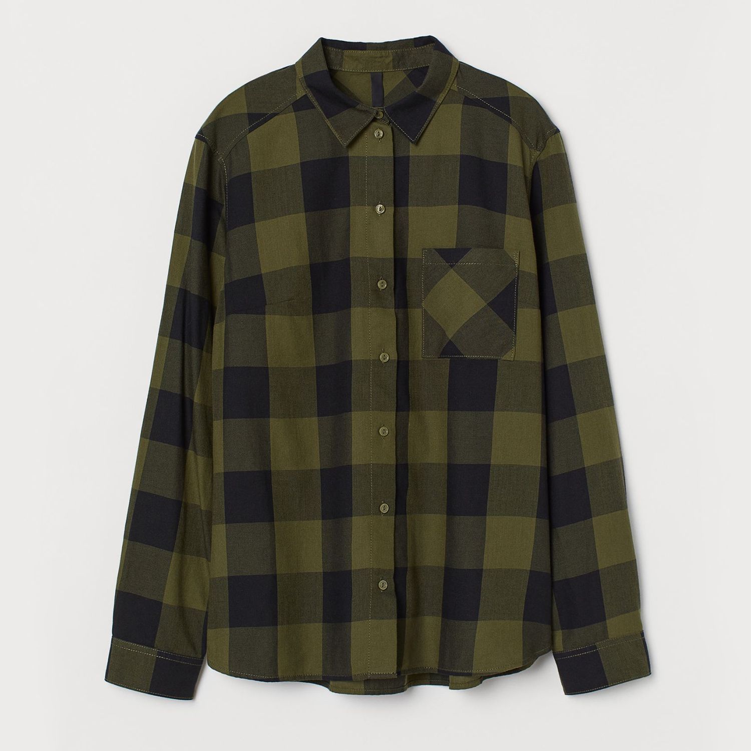 Check Long Sleeve Flannel Shirt for Women (RED/OLV/CT-12.2)