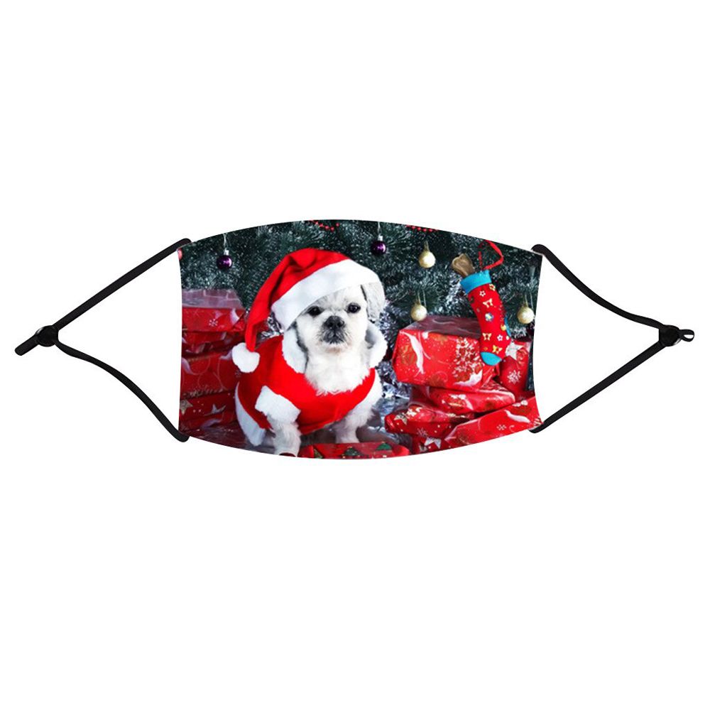 1Mouth Cover + 1Filters Christmas Print Baseball Outdoor Adjustable Washable Hat Happy Festival Hat