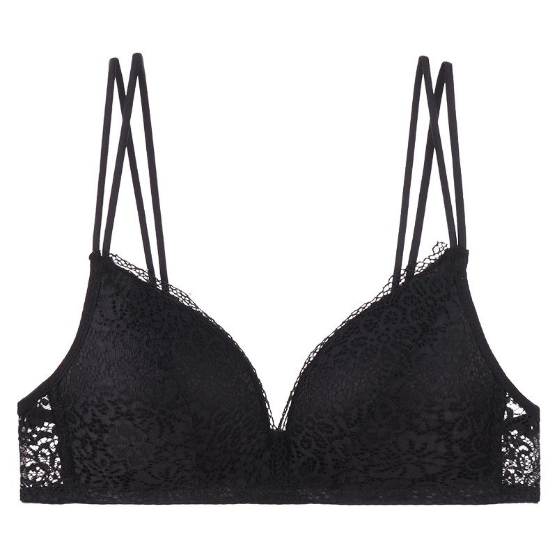 Korean Style Women's Thin Lace Push-up Bra Without Steel Ring Gathers Comfortable Underwear