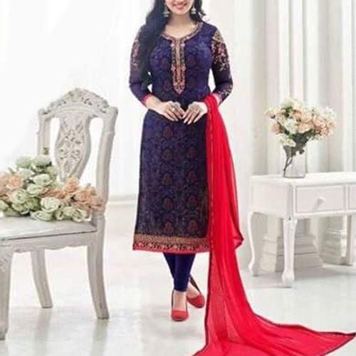 Blue Unstitched Georgette Salwar kameez For Women