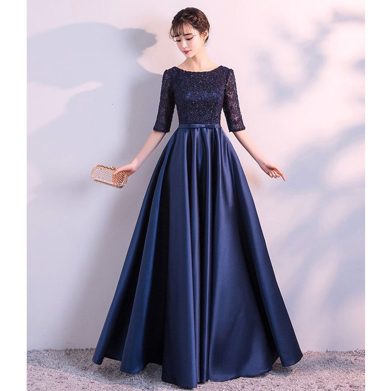 Latest Glamour Long Dresses Silk Fabric China Embroidery Work Gown for Woman-1